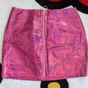 Pink Irridescent Vinyl gogo mini skirt